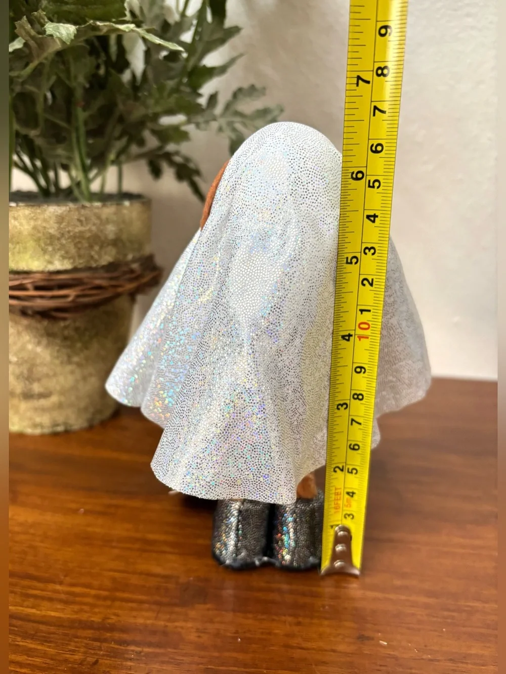 HALLOWEEN GHOST DOG SPARKLY WITH BOOTS KIDS ROOM TABLETOP DECOR NOVELTY KITSCH